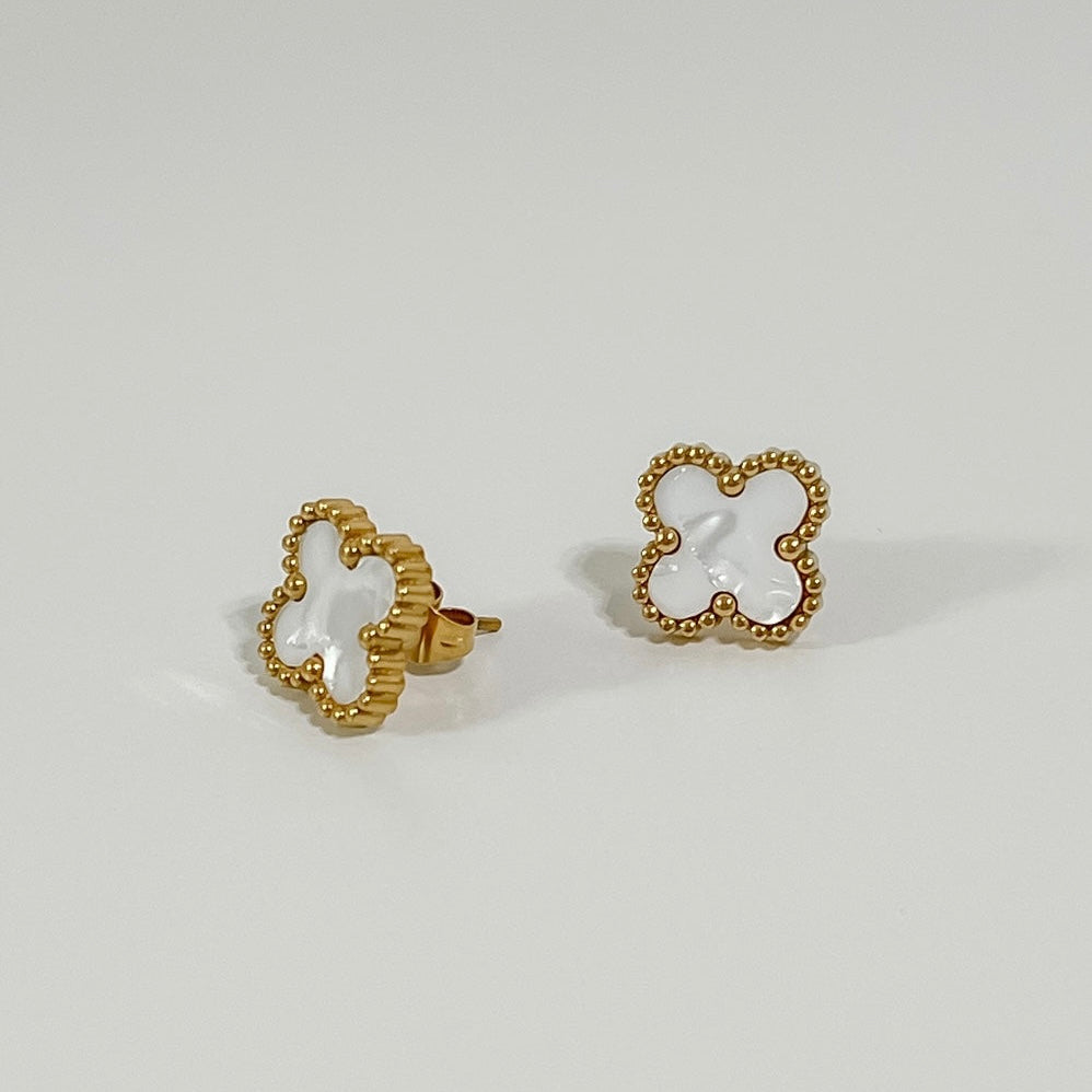 Amira Studs - White and Gold