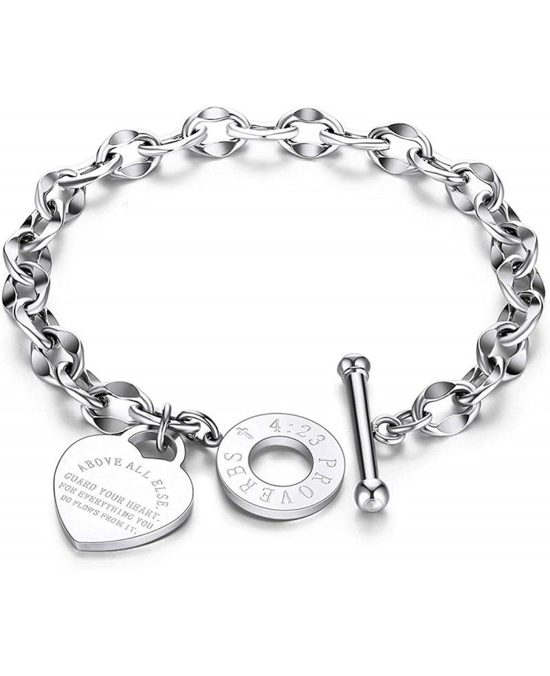 Proverbs 4:23 Bracelet - Silver