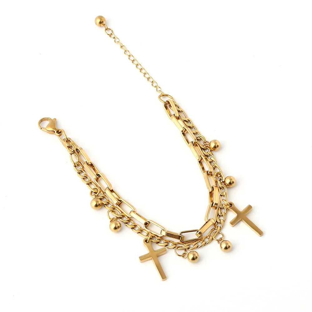 Nancy Chunky Cross Bracelet