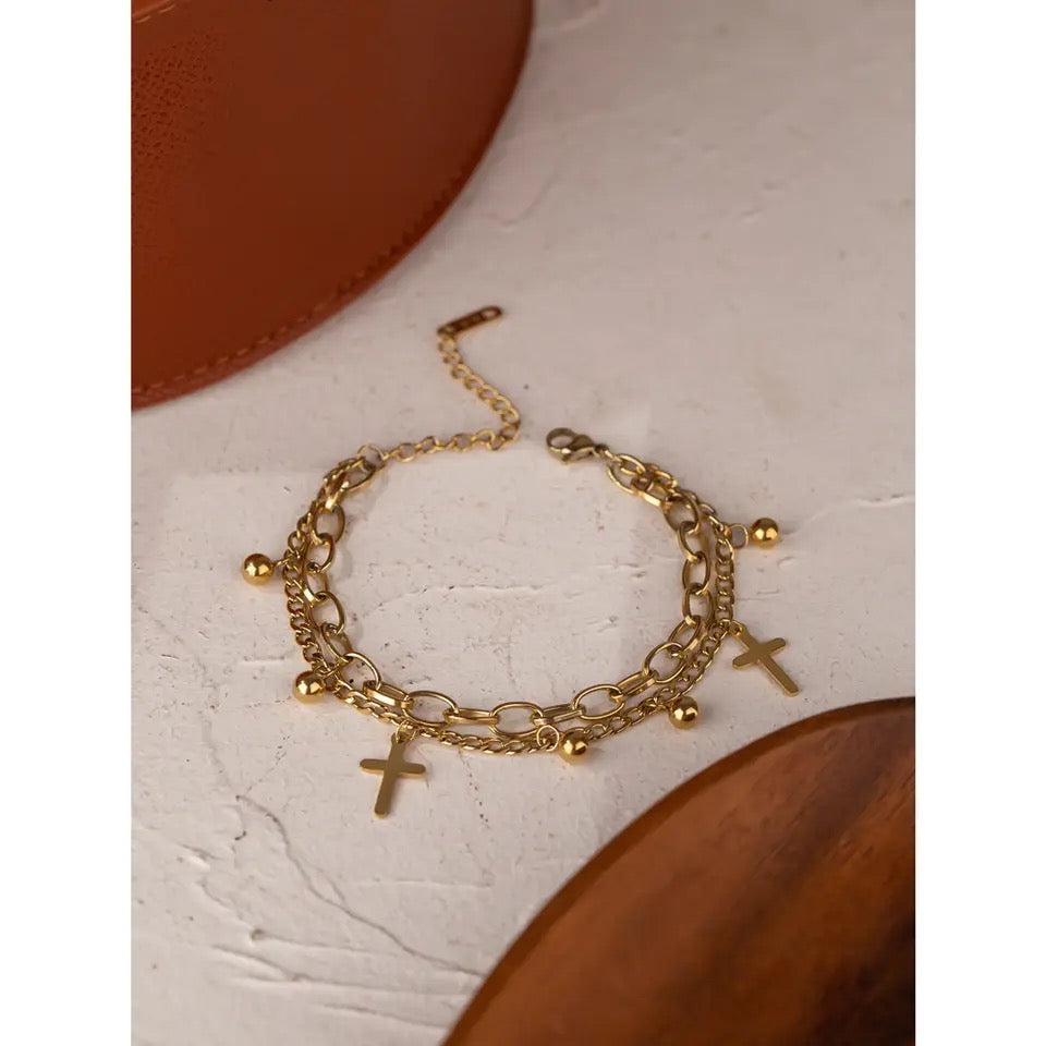 Nancy Chunky Cross Bracelet