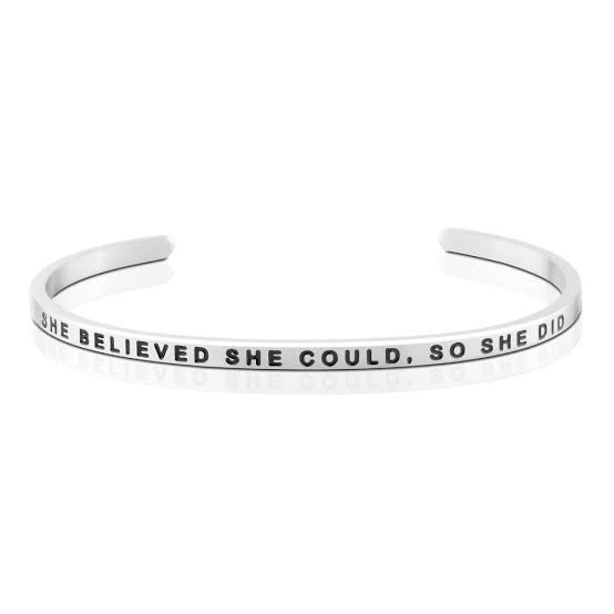 SHE BELIEVED SHE COULD SO SHE DID bracelet - Silver