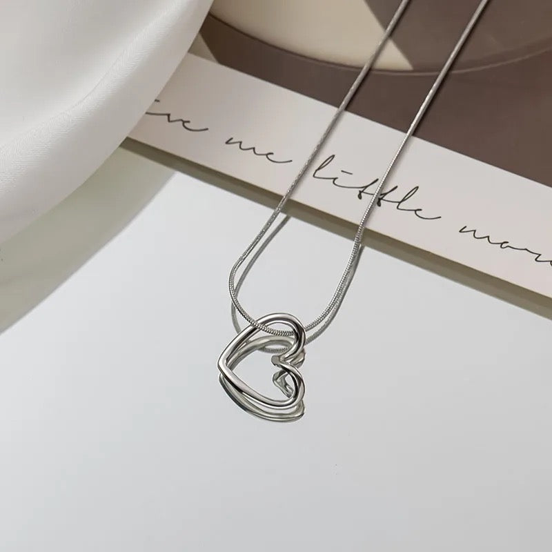 Abby Heart Necklace - Silver